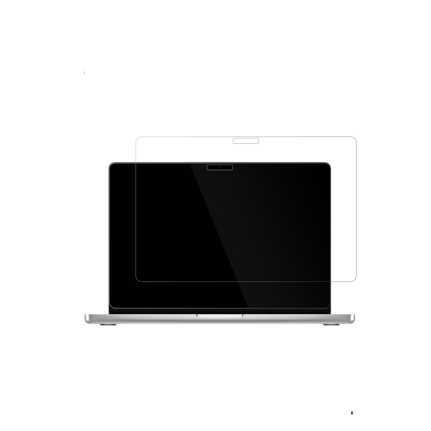 AppleMacBook Pro 14 Zoll M5 mit aufgebrachter dipos Displayschutzfolie, glasklare Darstellung ohne Einschränkungen