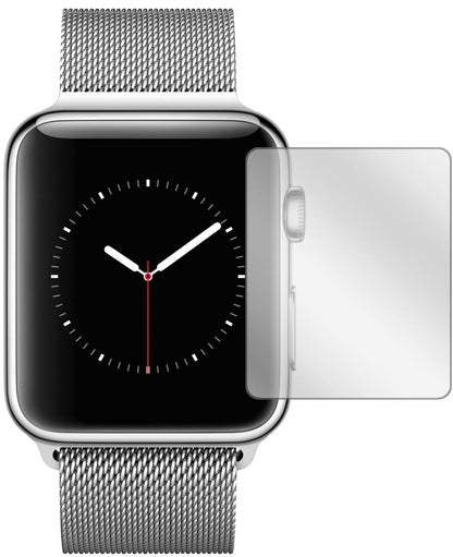 AppleWatch Series 2 42mm mit aufgebrachter dipos Displayschutzfolie, glasklare Darstellung ohne Einschränkungen