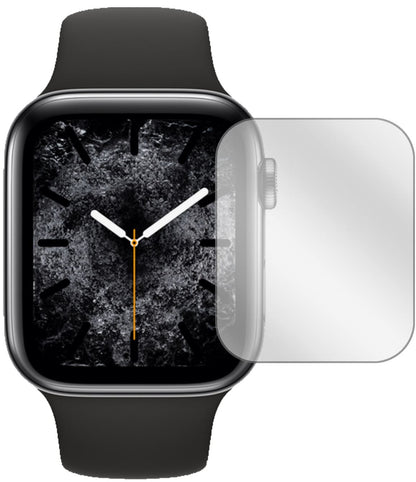 AppleWatch Series 5 (40mm) mit aufgebrachter dipos Displayschutzfolie, glasklare Darstellung ohne Einschränkungen