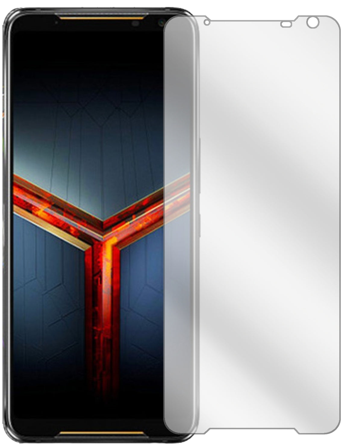 AsusROG Phone 2 mit aufgebrachter dipos Displayschutzfolie, glasklare Darstellung ohne Einschränkungen