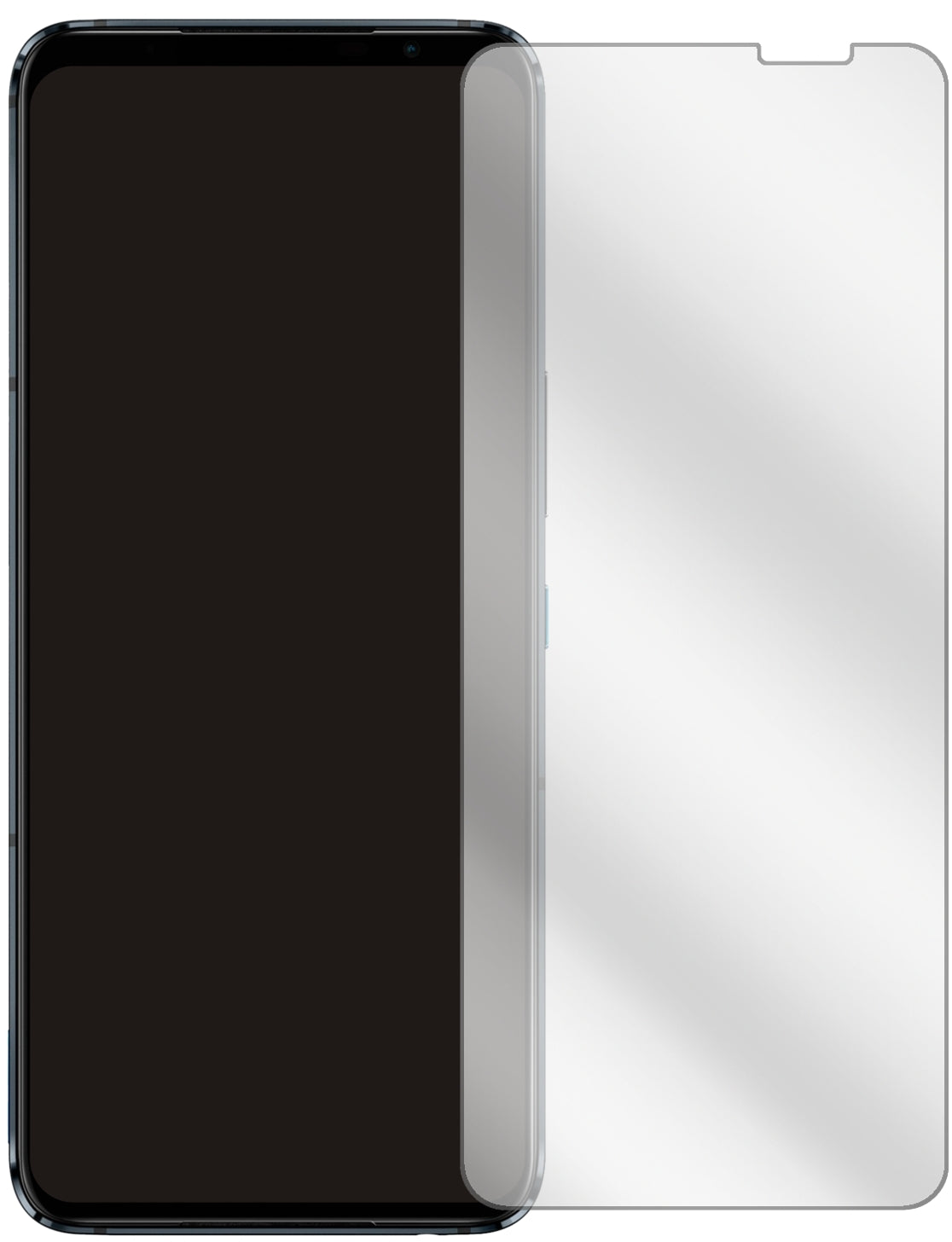 AsusROG Phone 5 Pro mit aufgebrachter dipos Displayschutzfolie, glasklare Darstellung ohne Einschränkungen