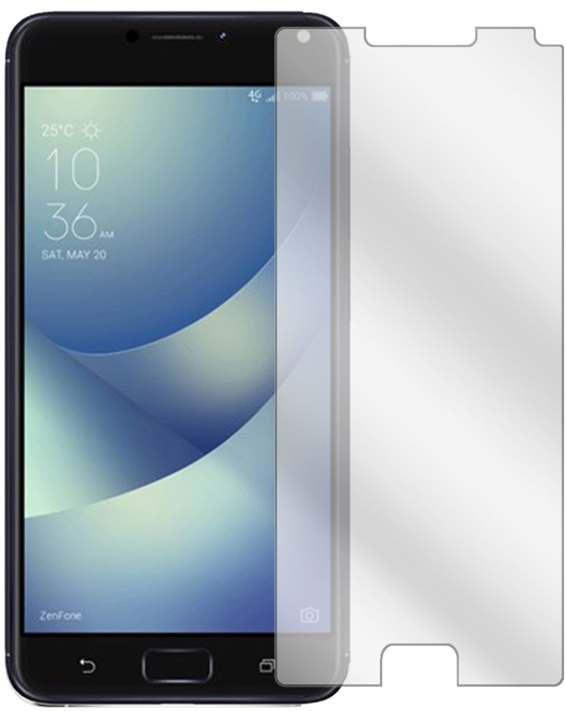 AsusZenfone 4 Max 5,5 Zoll ZC554KL mit aufgebrachter dipos Displayschutzfolie, glasklare Darstellung ohne Einschränkungen
