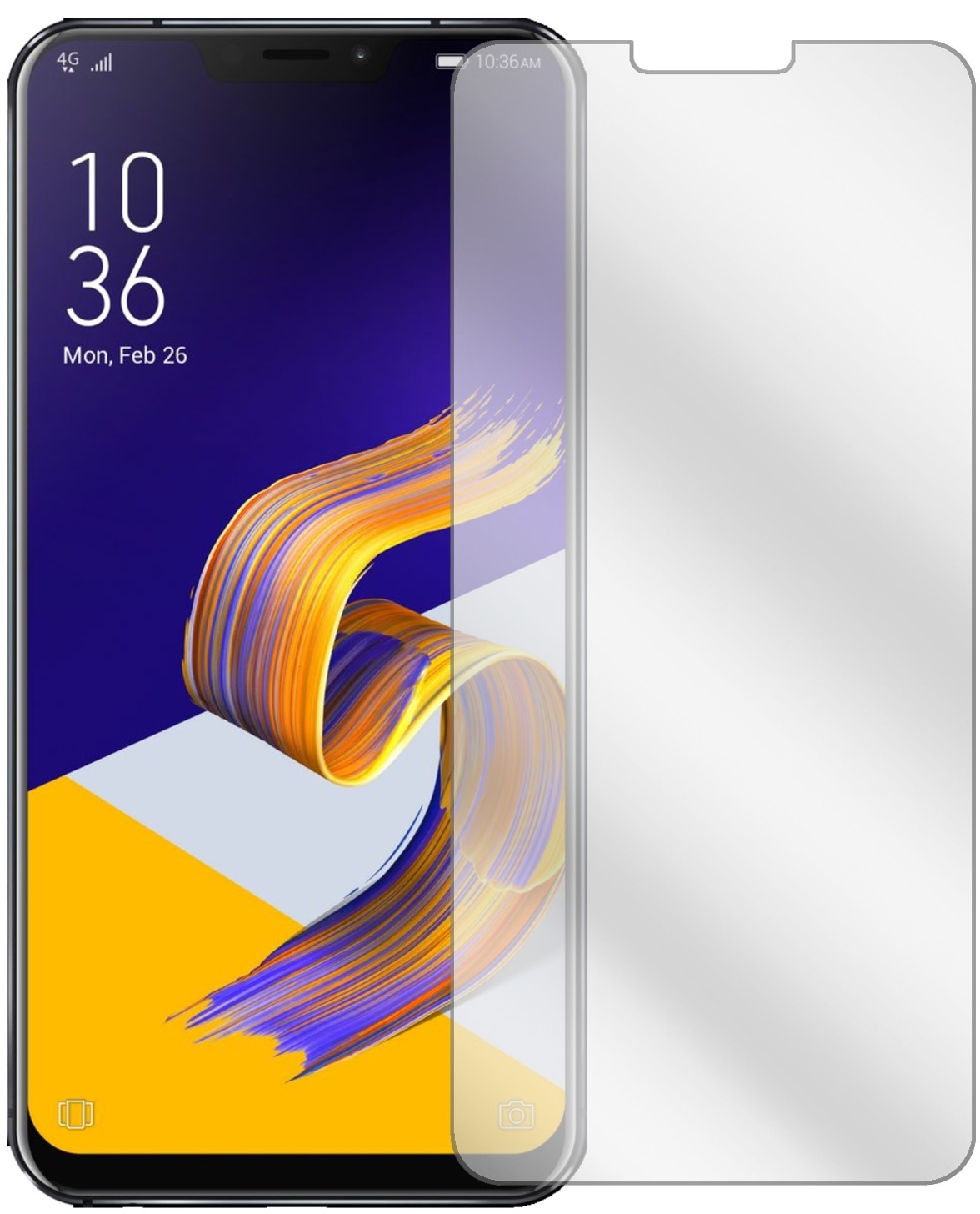 AsusZenfone 5 ZE620KL mit aufgebrachter dipos Displayschutzfolie, glasklare Darstellung ohne Einschränkungen