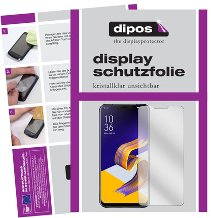 AsusZenfone 5 ZE620KL mit aufgebrachter dipos Displayschutzfolie, glasklare Darstellung ohne Einschränkungen