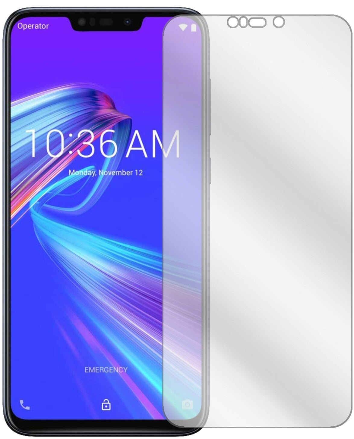 AsusZenFone Max (M2) mit aufgebrachter dipos Displayschutzfolie, glasklare Darstellung ohne Einschränkungen