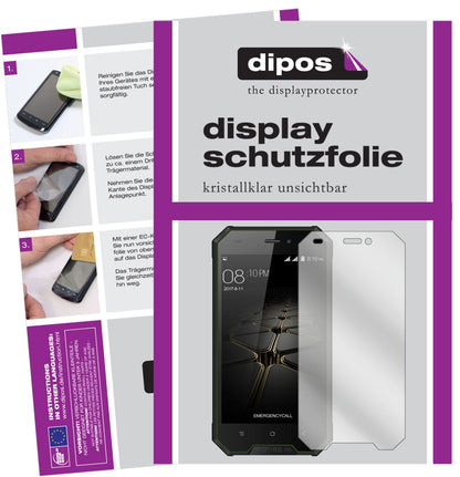 BlackviewBV4000 mit aufgebrachter dipos Displayschutzfolie, glasklare Darstellung ohne Einschränkungen