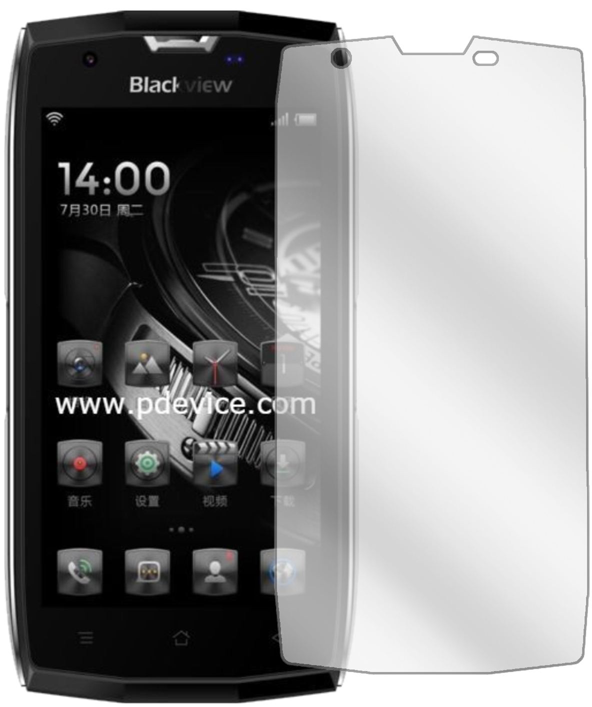 BlackviewBV7000 Pro mit aufgebrachter dipos Displayschutzfolie, glasklare Darstellung ohne Einschränkungen