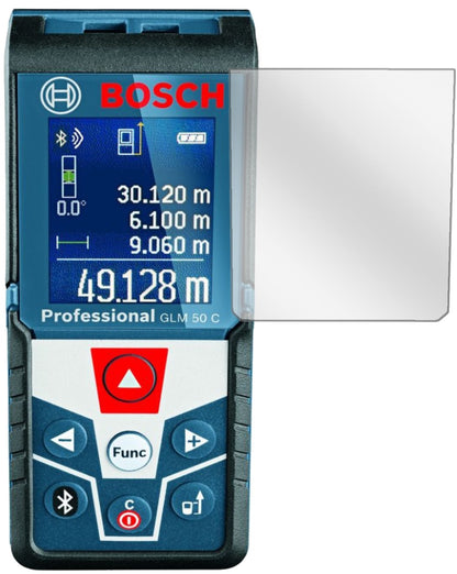 BoschProfessional GLM 50 C mit aufgebrachter dipos Displayschutzfolie, glasklare Darstellung ohne Einschränkungen