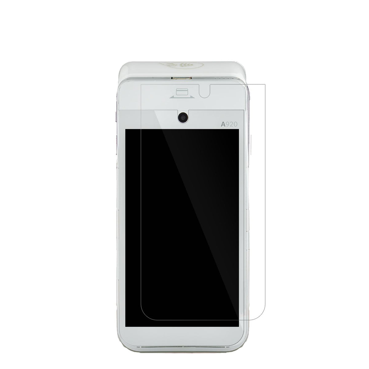 CCVmobile A920 mit aufgebrachter dipos Displayschutzfolie, glasklare Darstellung ohne Einschränkungen
