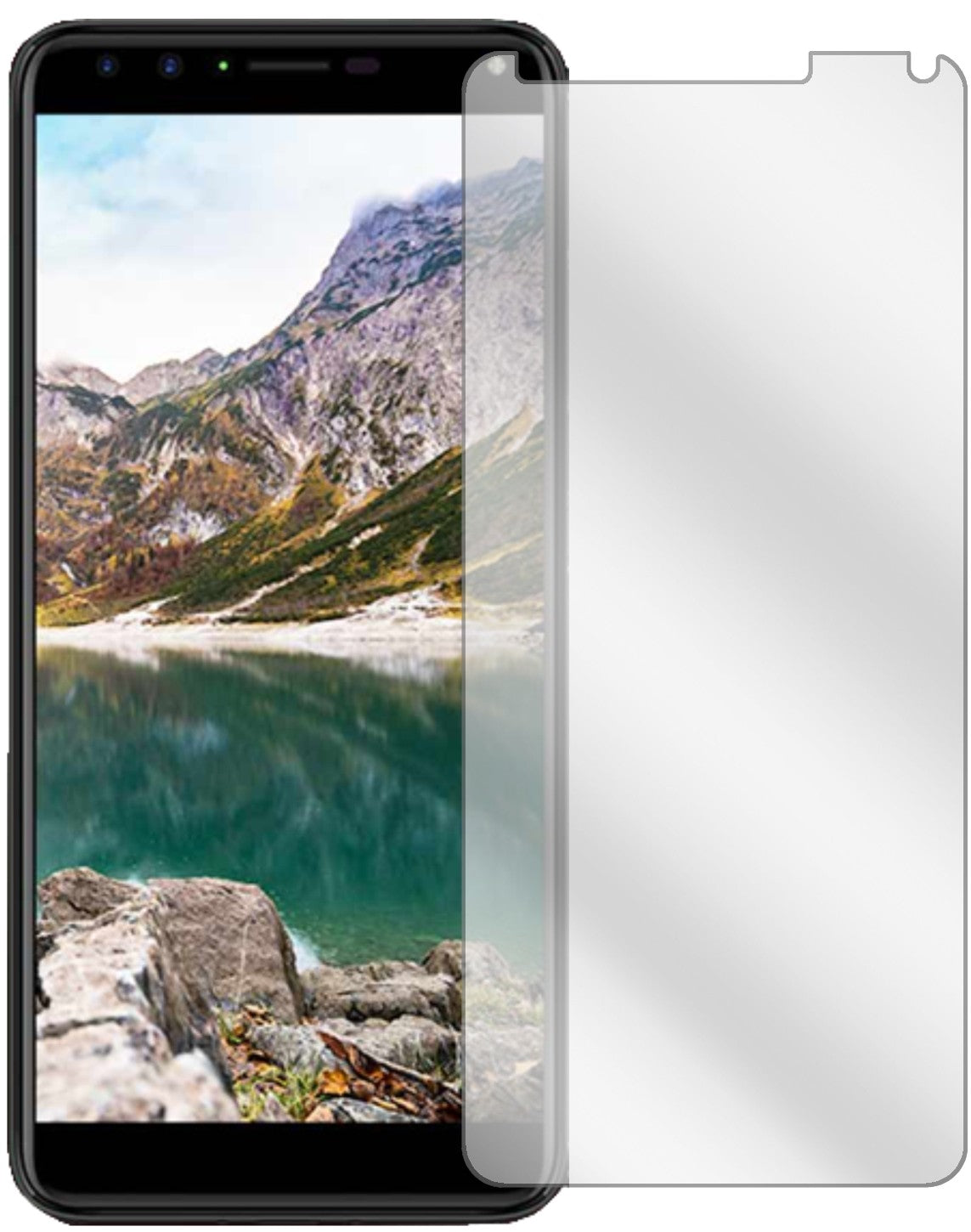CherryMobile Flare S6 Plus mit aufgebrachter dipos Displayschutzfolie, glasklare Darstellung ohne Einschränkungen