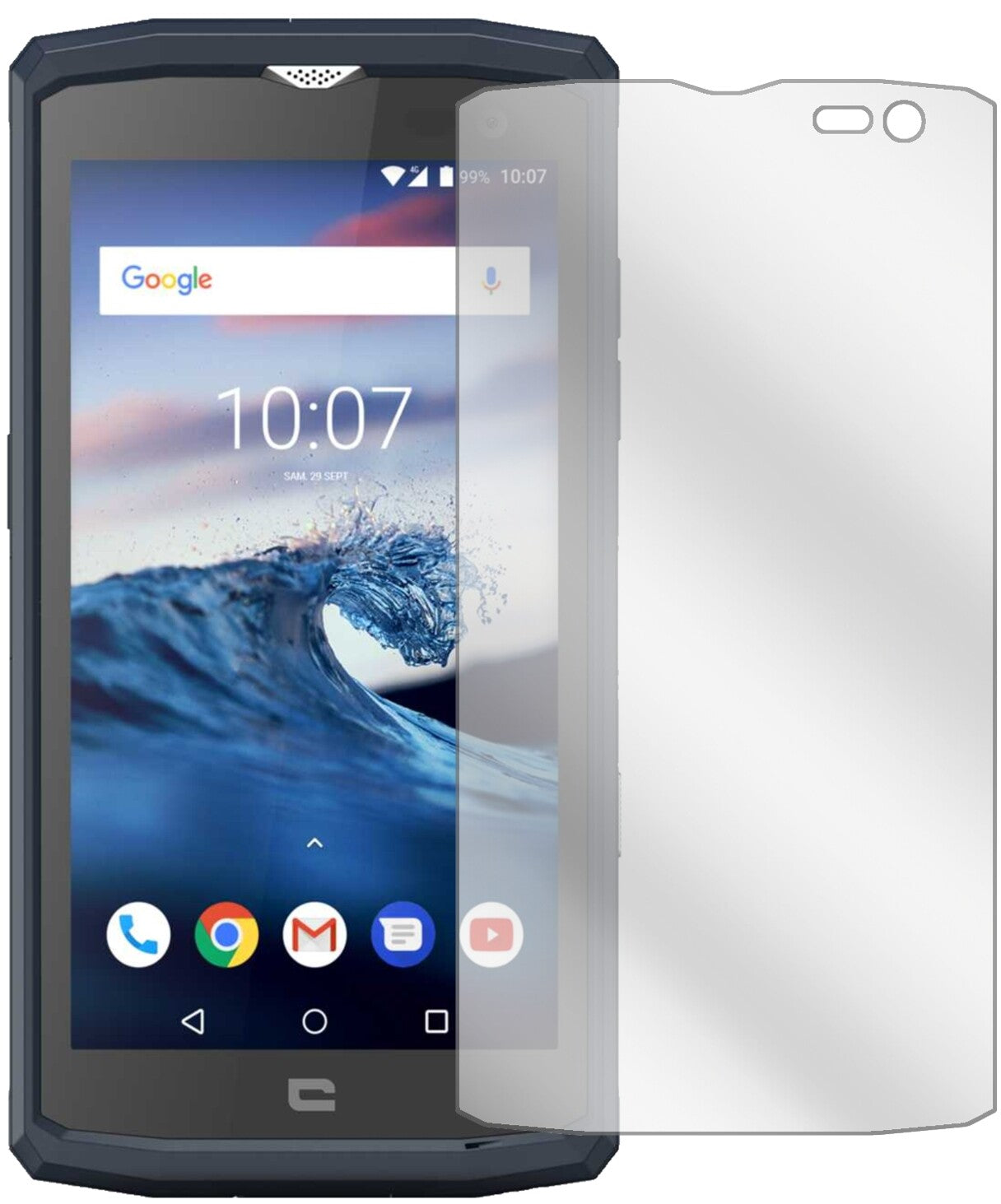 CrosscallCore X3 mit aufgebrachter dipos Displayschutzfolie, glasklare Darstellung ohne Einschränkungen