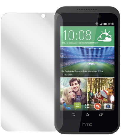 Desire 526GHTC mit aufgebrachter dipos Displayschutzfolie, glasklare Darstellung ohne Einschränkungen