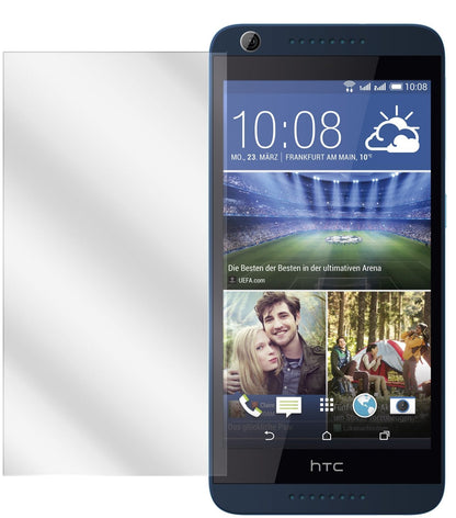 Desire 626GHTC mit aufgebrachter dipos Displayschutzfolie, glasklare Darstellung ohne Einschränkungen