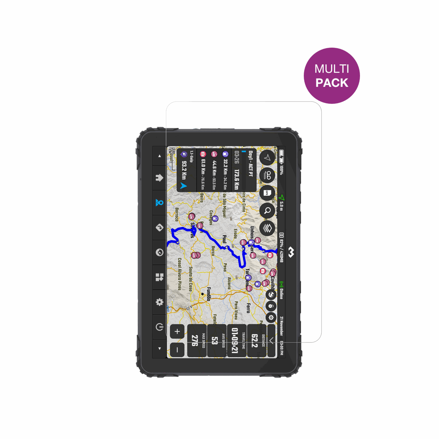 DMDT880X 8 Zoll mit aufgebrachter dipos Displayschutzfolie, glasklare Darstellung ohne Einschränkungen
