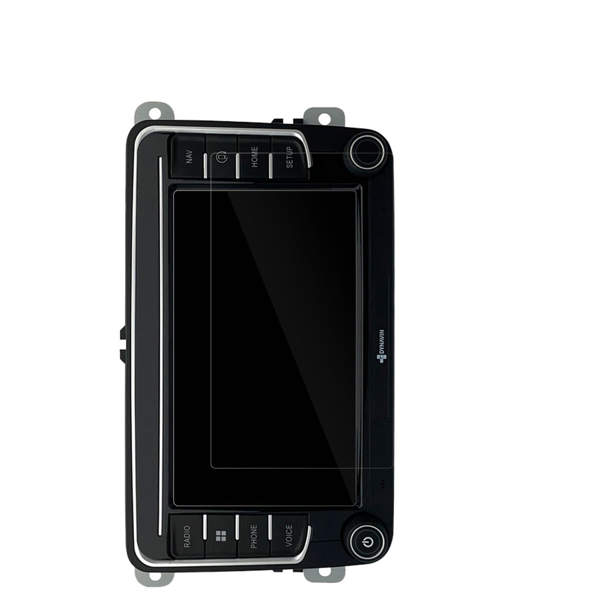DynavinMMI-7587A v7 mit aufgebrachter dipos Displayschutzfolie, glasklare Darstellung ohne Einschränkungen