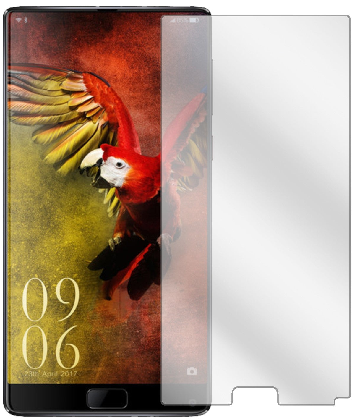 ElephoneS8 mit aufgebrachter dipos Displayschutzfolie, glasklare Darstellung ohne Einschränkungen
