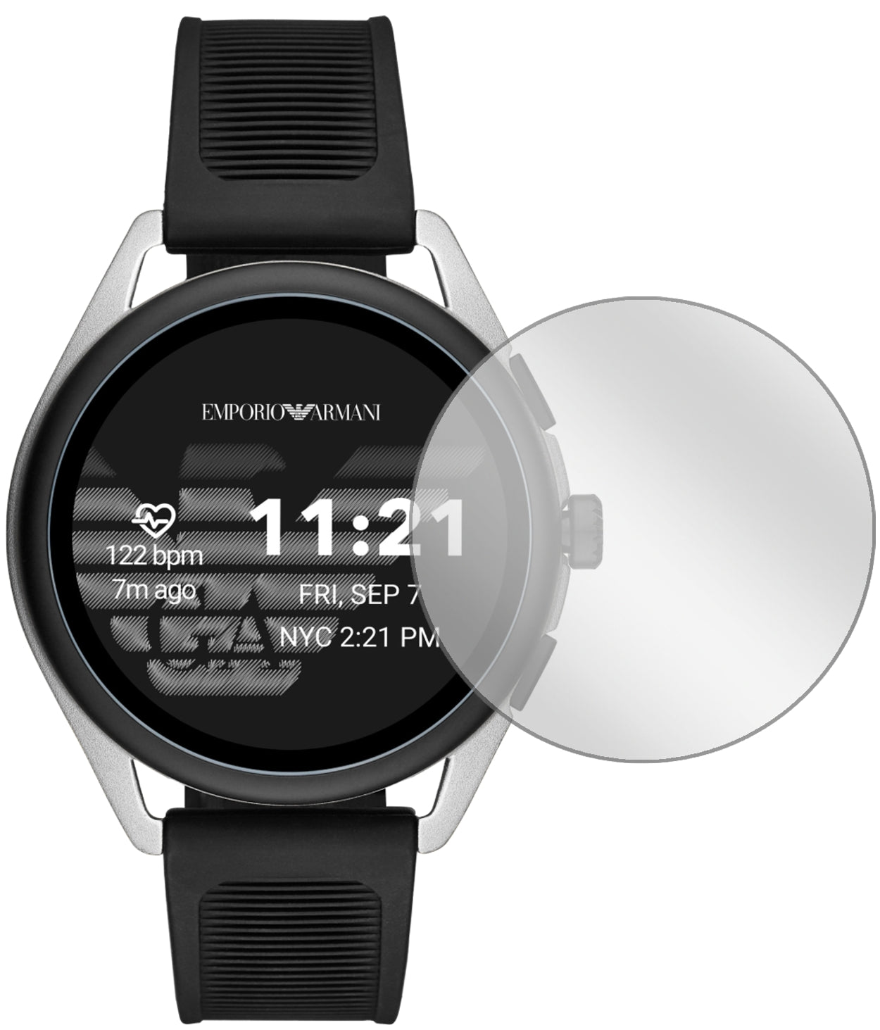 Emporio ArmaniSmartwatch 3 mit aufgebrachter dipos Displayschutzfolie, glasklare Darstellung ohne Einschränkungen