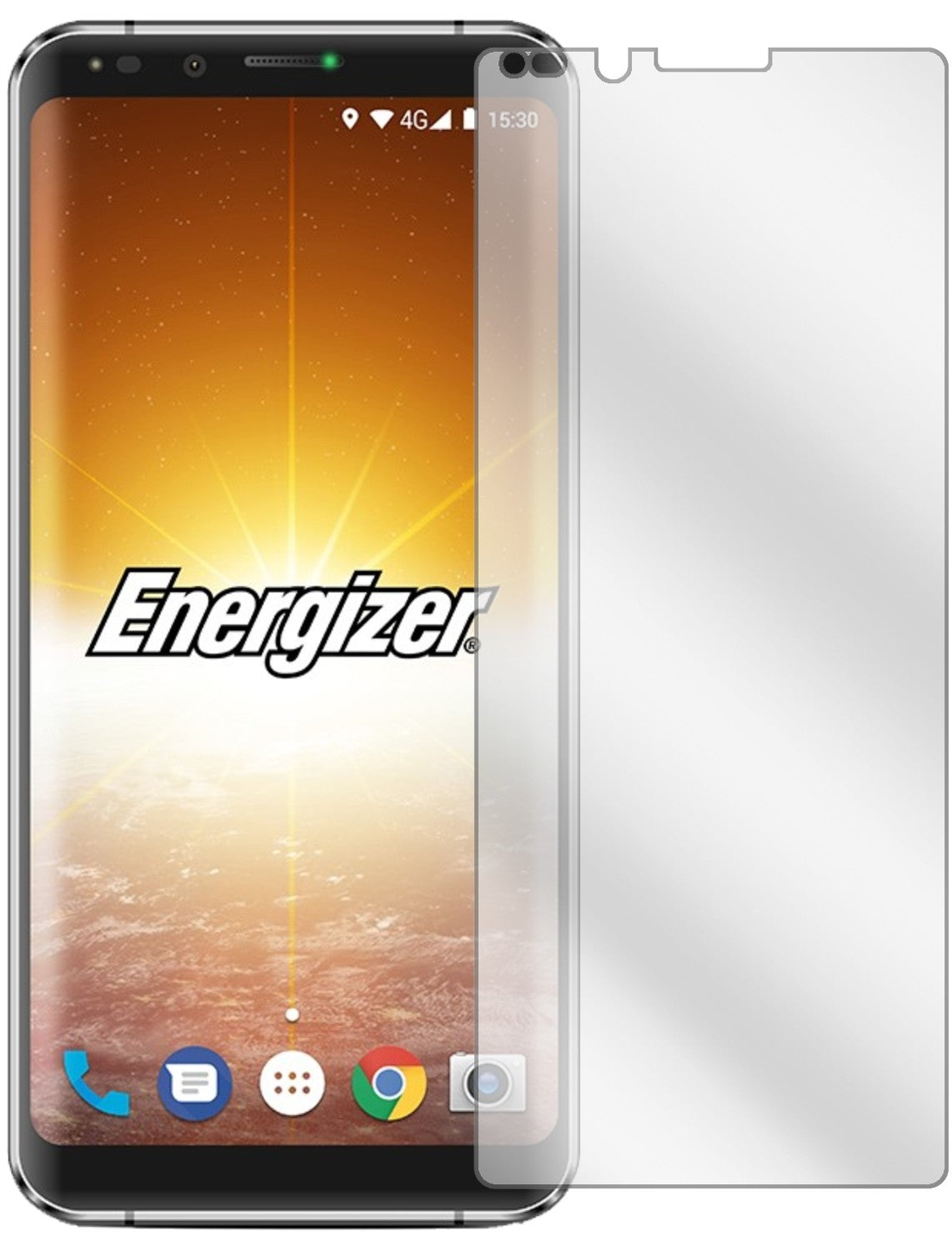 EnergizerPowermax P600S mit aufgebrachter dipos Displayschutzfolie, glasklare Darstellung ohne Einschränkungen