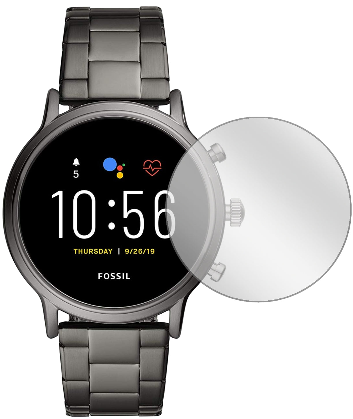 FossilGen 5 Smartwatch mit aufgebrachter dipos Displayschutzfolie, glasklare Darstellung ohne Einschränkungen