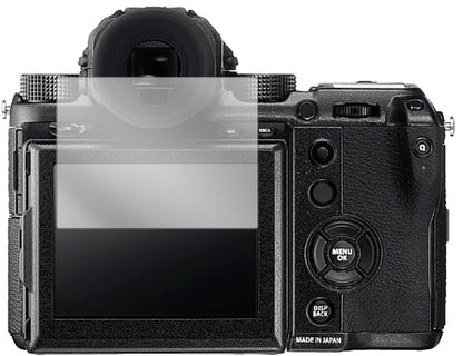 FujifilmGXF 50S mit aufgebrachter dipos Displayschutzfolie, glasklare Darstellung ohne Einschränkungen