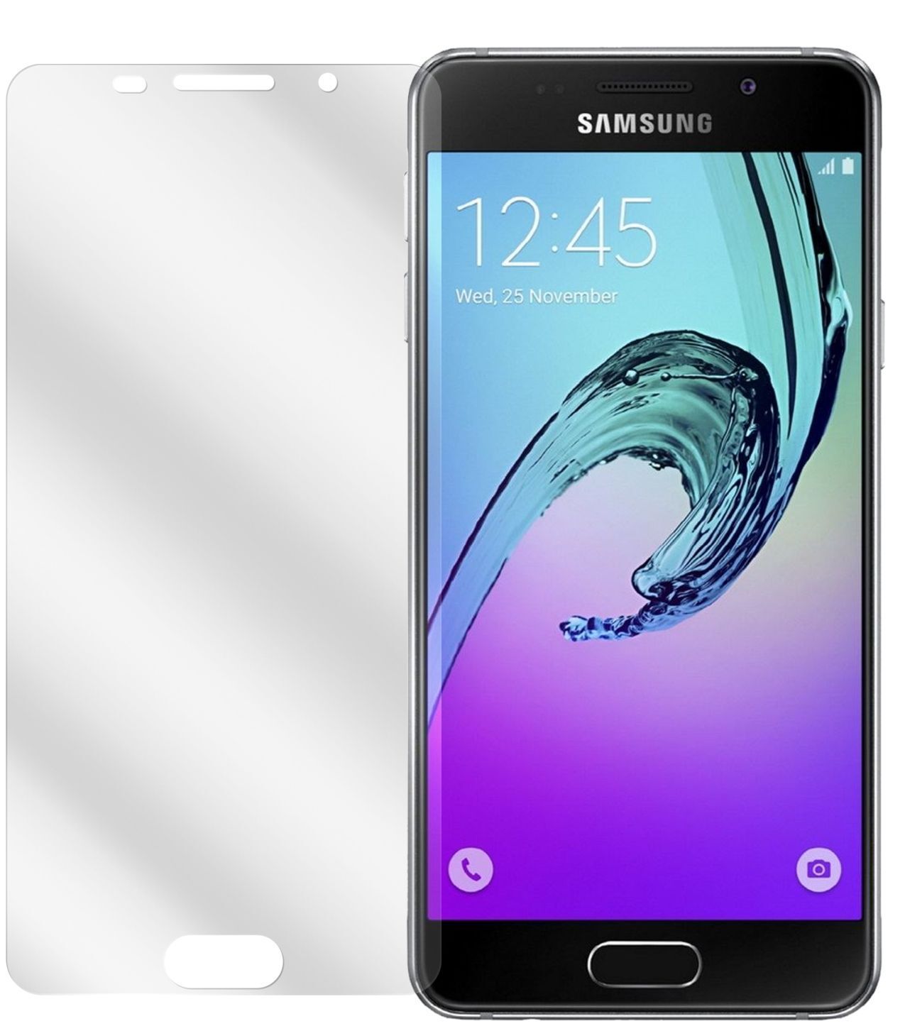Galaxy A3 (2016)Samsung mit aufgebrachter dipos Displayschutzfolie, glasklare Darstellung ohne Einschränkungen