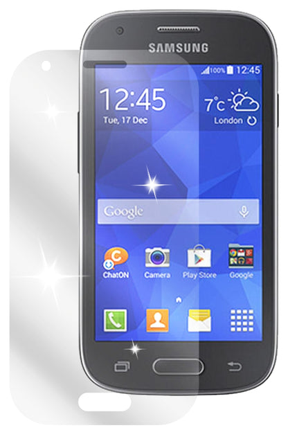 Galaxy Ace StyleSamsung mit aufgebrachter dipos Displayschutzfolie, glasklare Darstellung ohne Einschränkungen