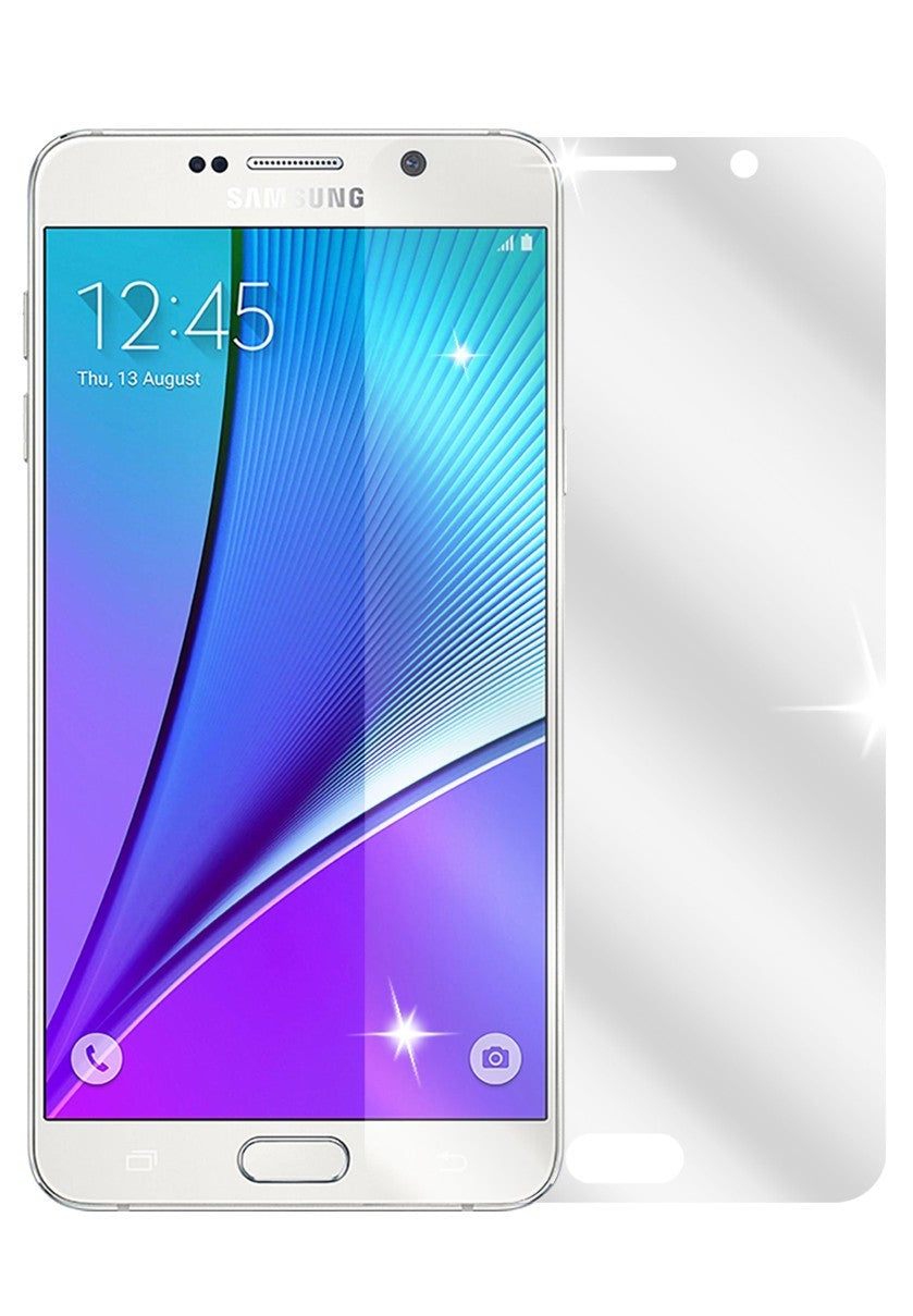 Galaxy Note 5Samsung mit aufgebrachter dipos Displayschutzfolie, glasklare Darstellung ohne Einschränkungen