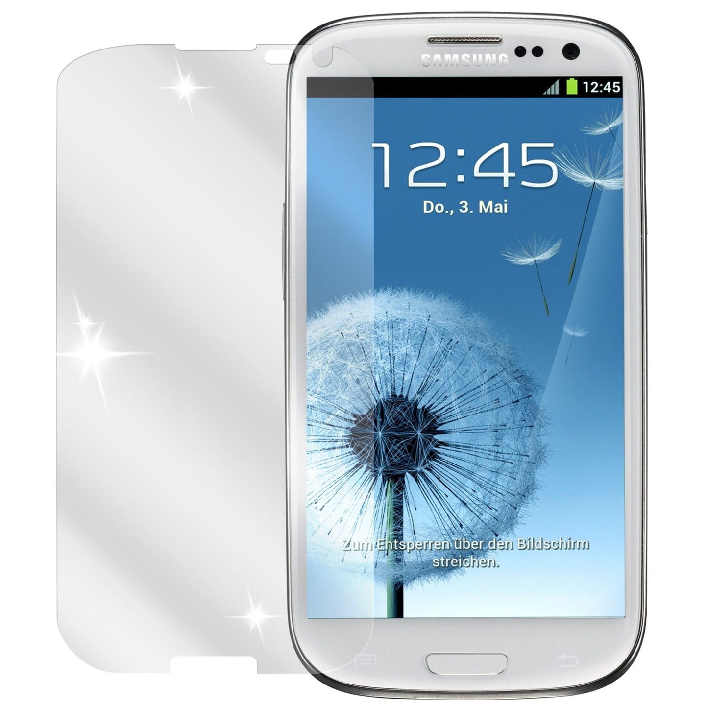 Klare Displayschutzfolie von dipos passend für Galaxy S3 i9300 Samsung, präziser Zuschnitt und blasenfrei montiert