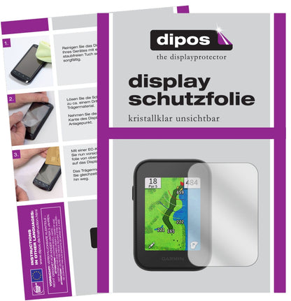 GarminApproach G30 mit aufgebrachter dipos Displayschutzfolie, glasklare Darstellung ohne Einschränkungen