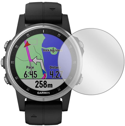 Garminfenix 5s Plus (42mm) mit aufgebrachter dipos Displayschutzfolie, glasklare Darstellung ohne Einschränkungen