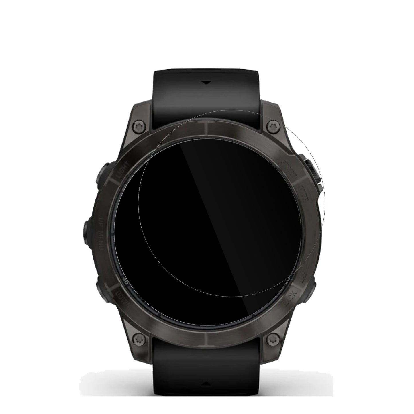 GarminFenix 7 Pro 51mm mit aufgebrachter dipos Displayschutzfolie, glasklare Darstellung ohne Einschränkungen