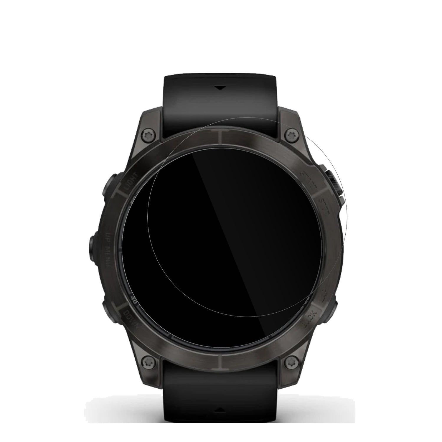 GarminFenix 7 Pro 51mm mit aufgebrachter dipos Displayschutzfolie, glasklare Darstellung ohne Einschränkungen