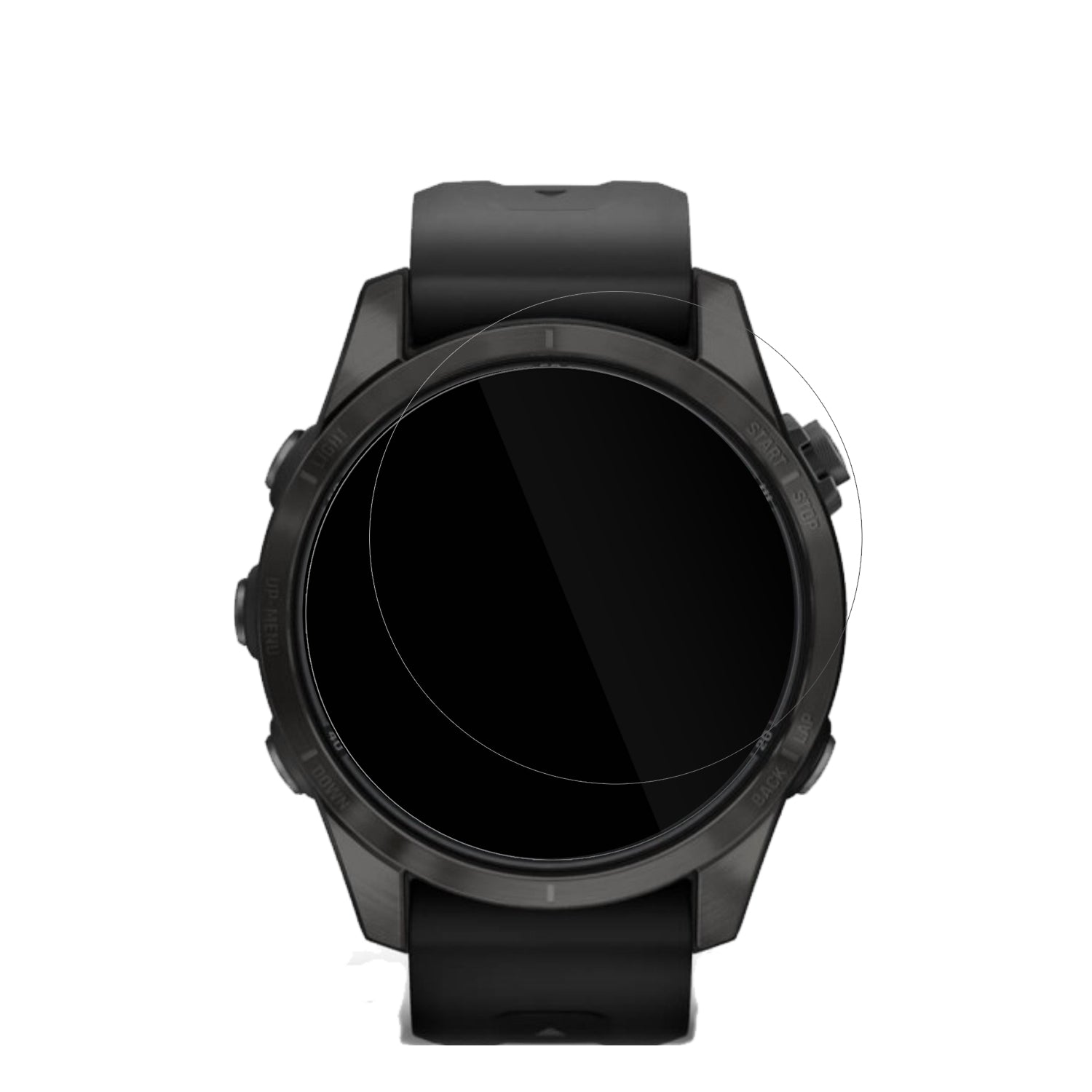 GarminFenix 7s Pro 47mm mit aufgebrachter dipos Displayschutzfolie, glasklare Darstellung ohne Einschränkungen