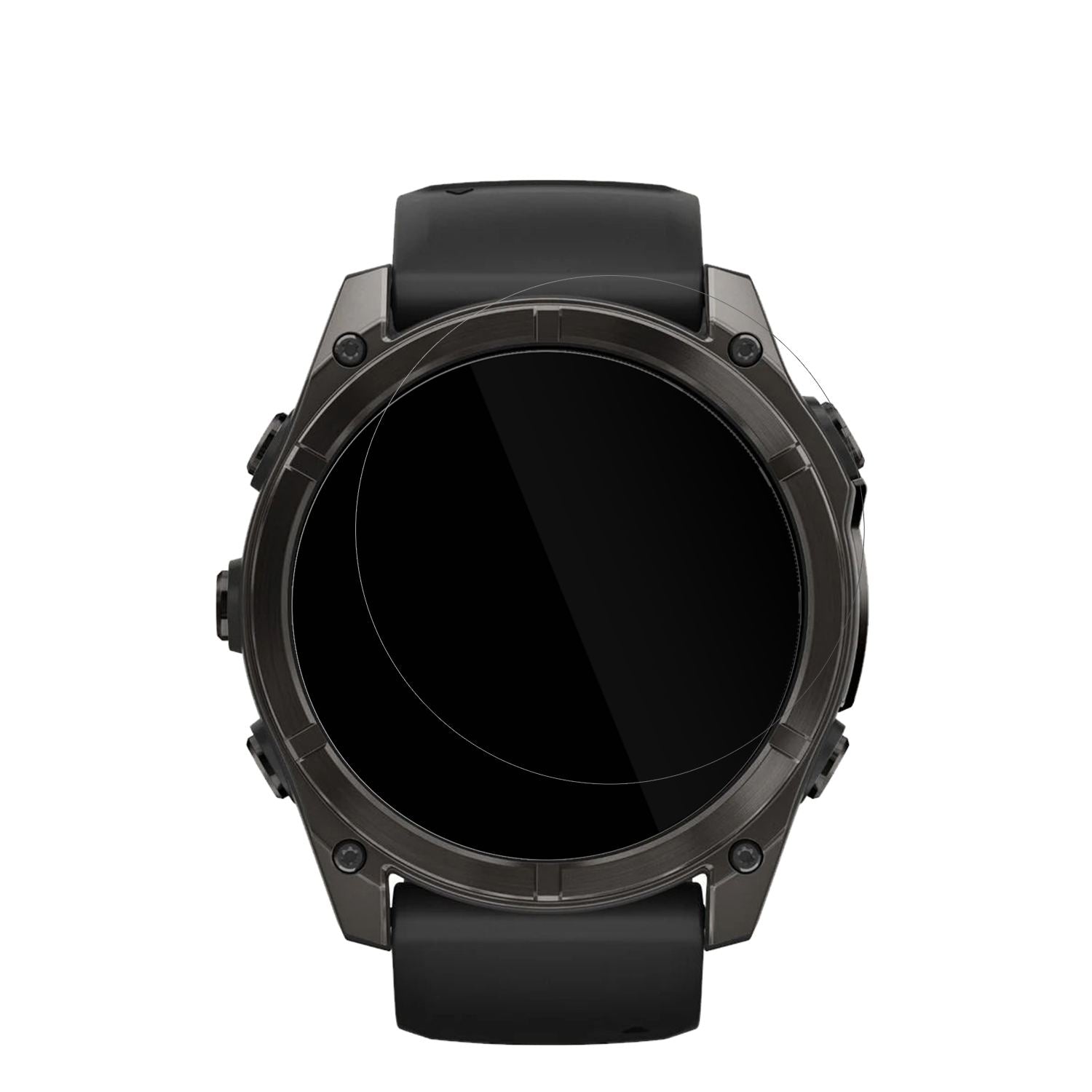 GarminFenix 7x Pro 47mm mit aufgebrachter dipos Displayschutzfolie, glasklare Darstellung ohne Einschränkungen