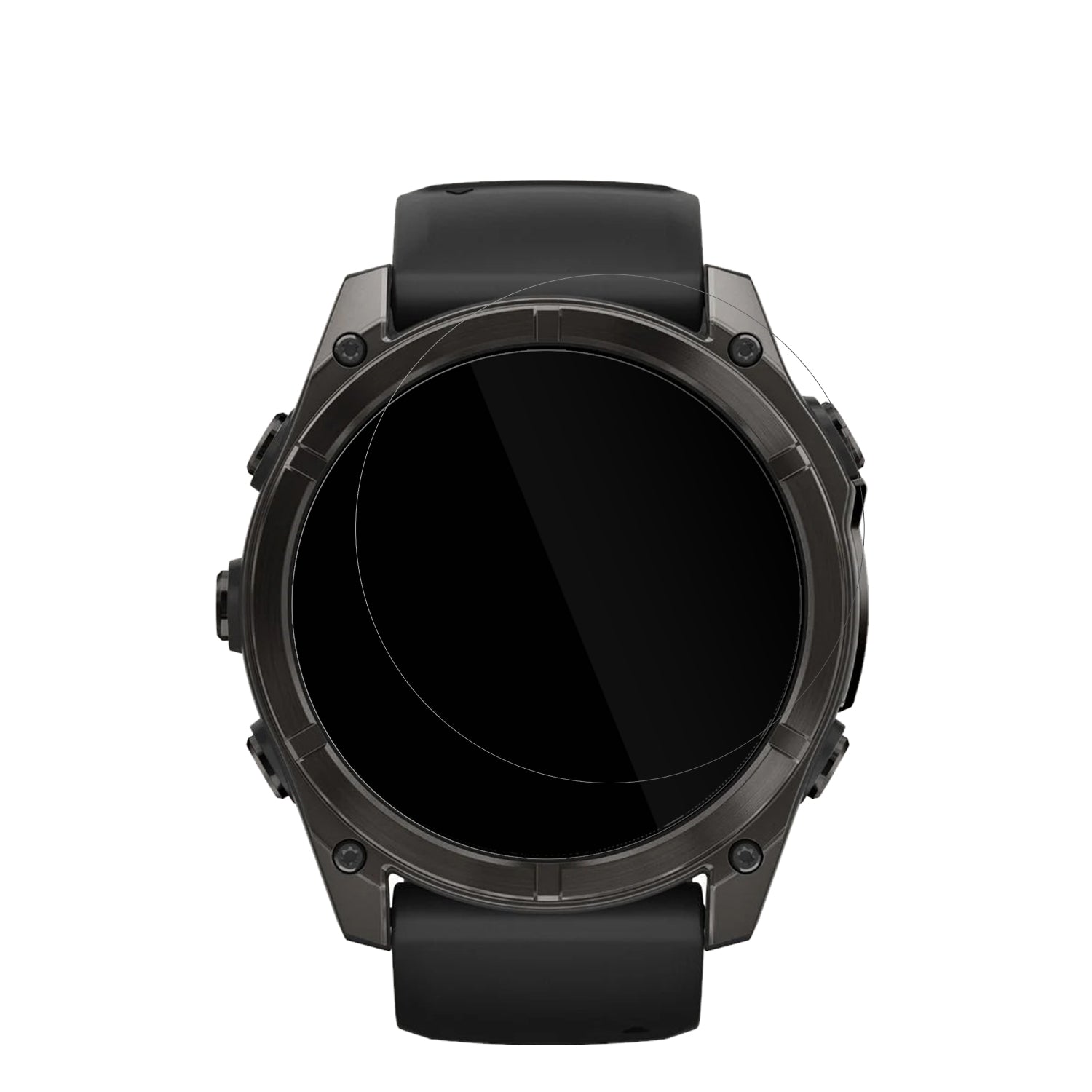 GarminFenix 8 43mm mit aufgebrachter dipos Displayschutzfolie, glasklare Darstellung ohne Einschränkungen