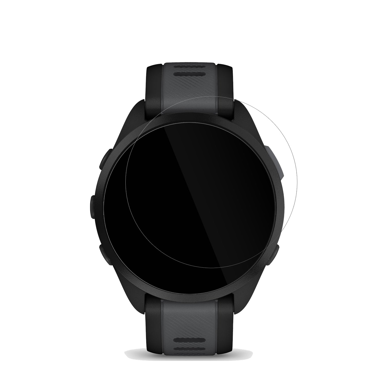 GarminForerunner 165 mit aufgebrachter dipos Displayschutzfolie, glasklare Darstellung ohne Einschränkungen