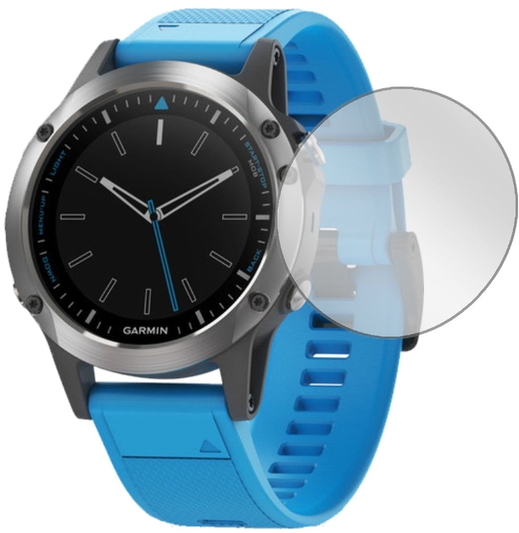 Garminquatix 5 Pro mit aufgebrachter dipos Displayschutzfolie, glasklare Darstellung ohne Einschränkungen