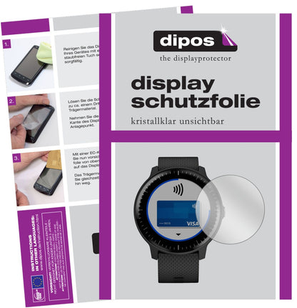 GarminVivoactive 3 Music mit aufgebrachter dipos Displayschutzfolie, glasklare Darstellung ohne Einschränkungen