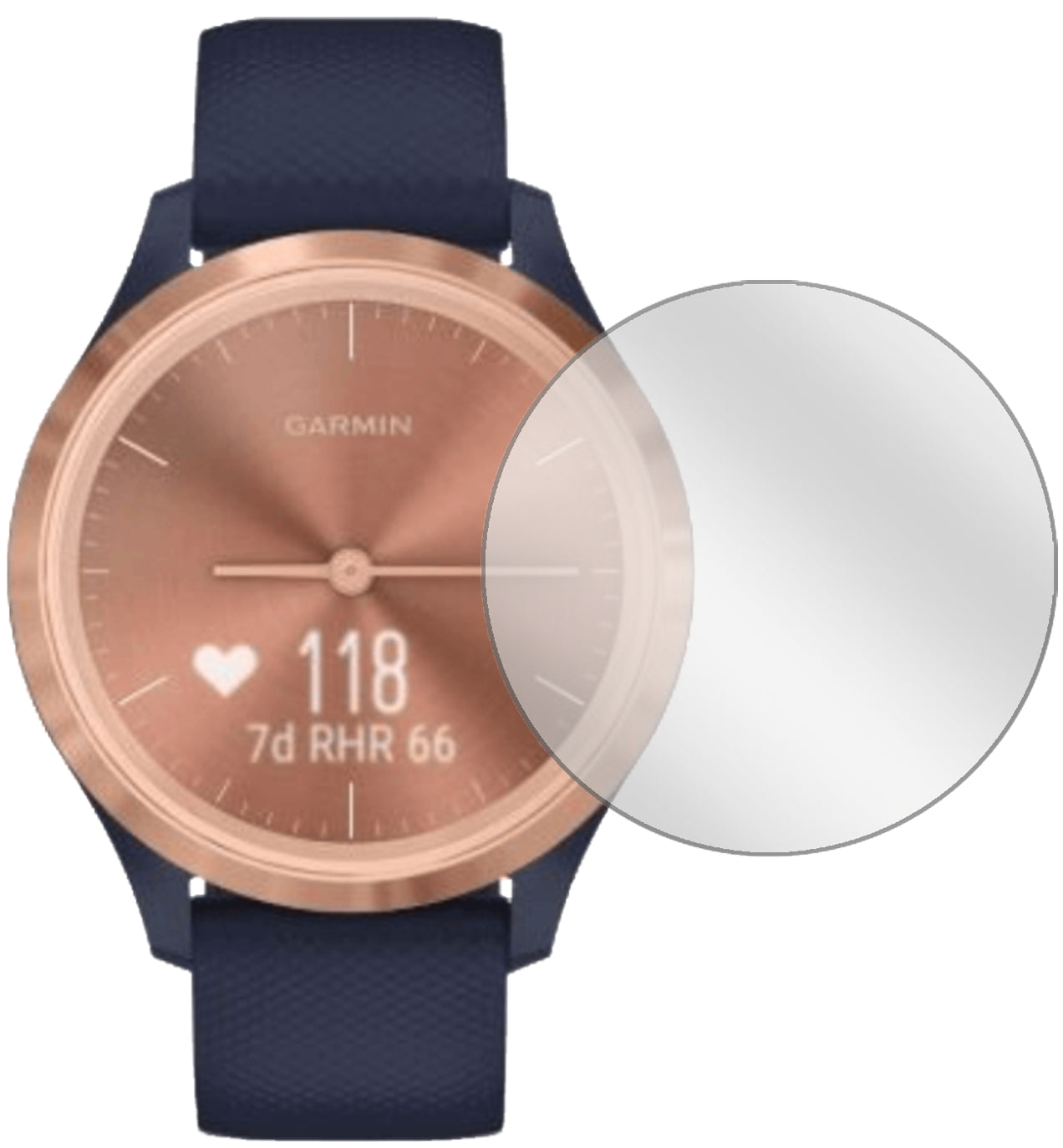 GarminVivomove 3s mit aufgebrachter dipos Displayschutzfolie, glasklare Darstellung ohne Einschränkungen