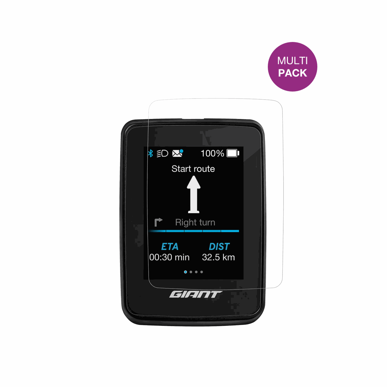 GiantRideDash Evo 2 mit aufgebrachter dipos Displayschutzfolie, glasklare Darstellung ohne Einschränkungen