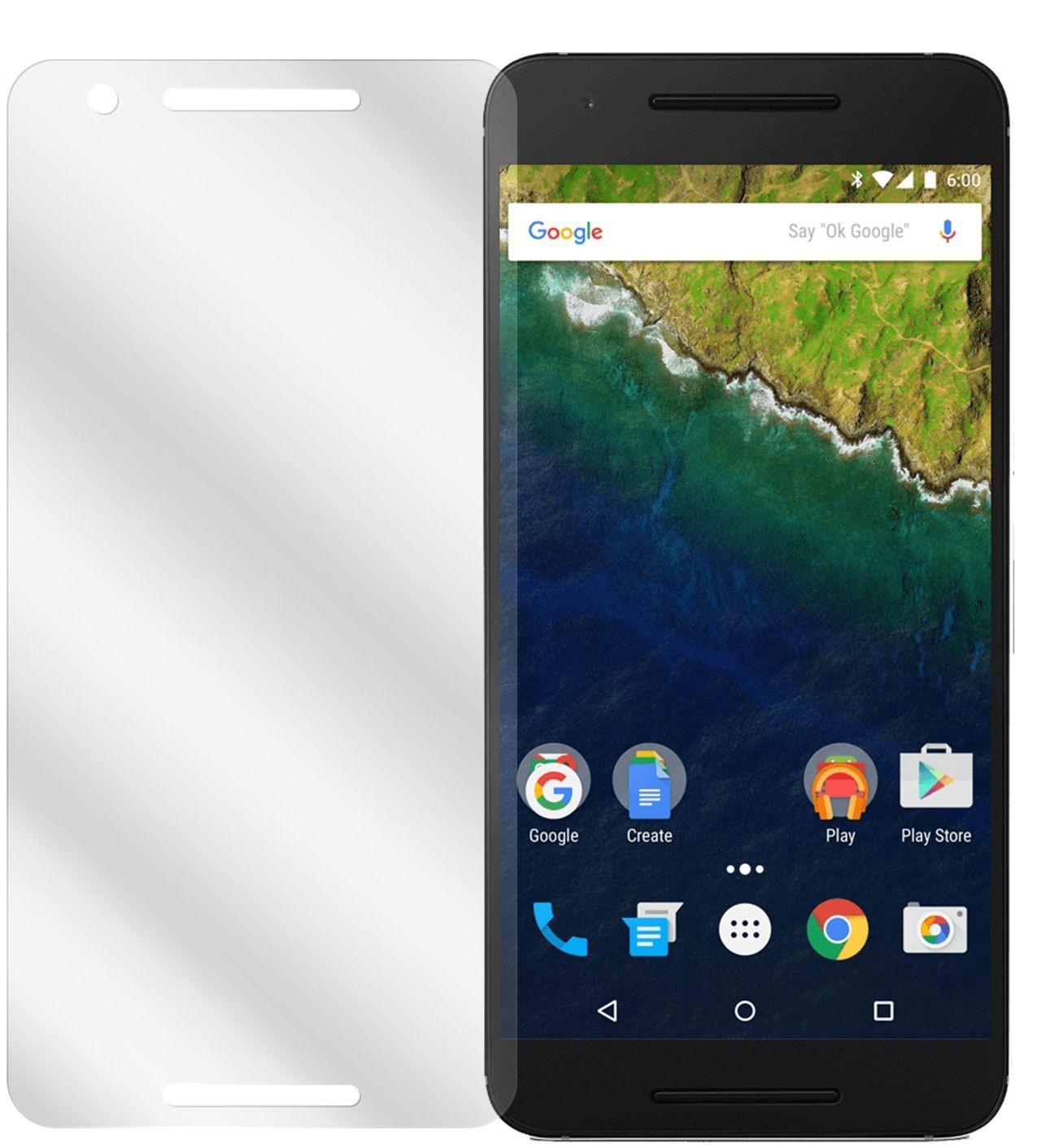 Google Nexus 6PHuawei mit aufgebrachter dipos Displayschutzfolie, glasklare Darstellung ohne Einschränkungen