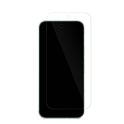 GooglePixel 9 mit aufgebrachter dipos Displayschutzfolie, glasklare Darstellung ohne Einschränkungen