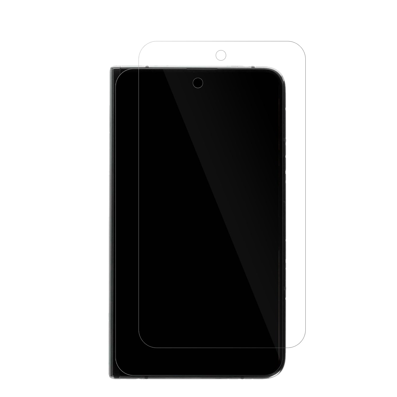 GooglePixel Fold (Außenseite) mit aufgebrachter dipos Displayschutzfolie, glasklare Darstellung ohne Einschränkungen