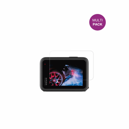 GoProHERO9 mit aufgebrachter dipos Displayschutzfolie, glasklare Darstellung ohne Einschränkungen