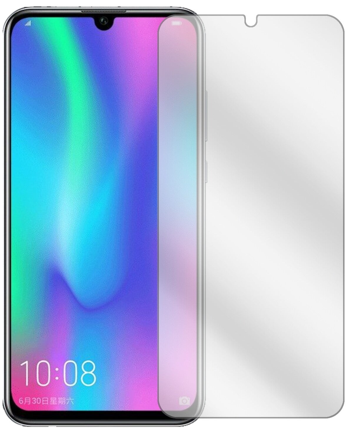 Honor10 Lite mit aufgebrachter dipos Displayschutzfolie, glasklare Darstellung ohne Einschränkungen