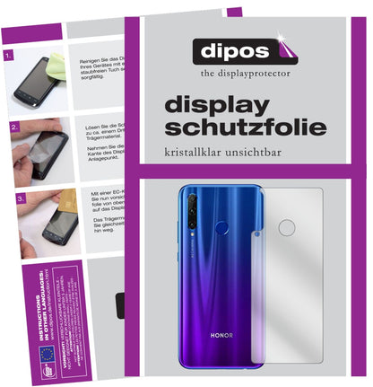 Honor20 lite Rückseite mit aufgebrachter dipos Displayschutzfolie, glasklare Darstellung ohne Einschränkungen