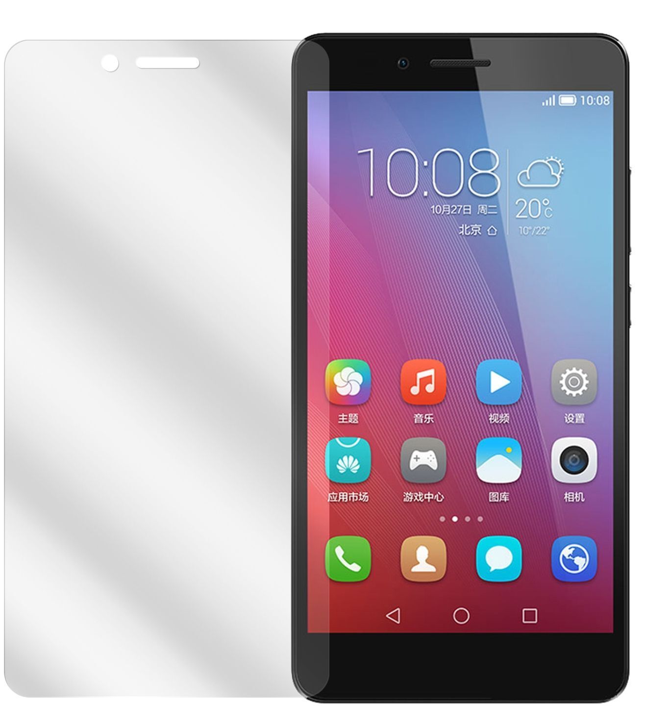 Honor 5XHuawei mit aufgebrachter dipos Displayschutzfolie, glasklare Darstellung ohne Einschränkungen