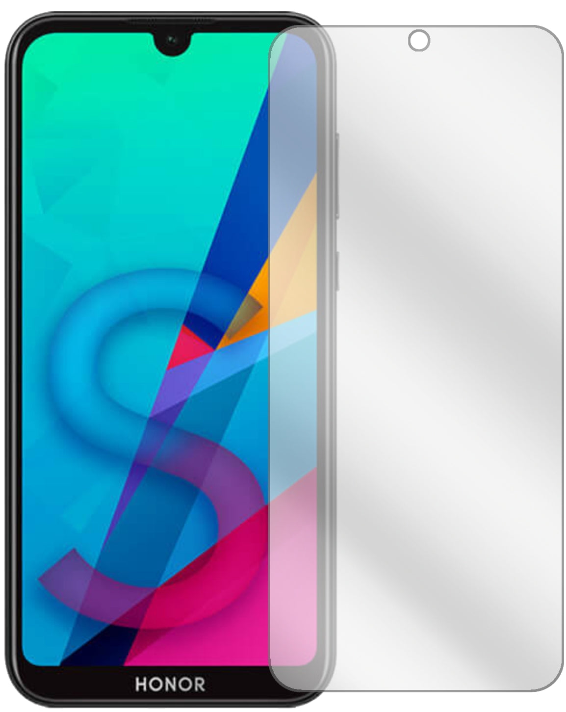 Honor8S mit aufgebrachter dipos Displayschutzfolie, glasklare Darstellung ohne Einschränkungen