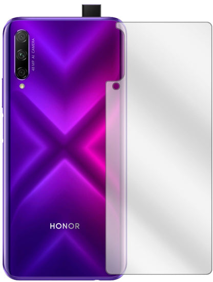 HuaweiY9s Rückseite mit aufgebrachter dipos Displayschutzfolie, glasklare Darstellung ohne Einschränkungen