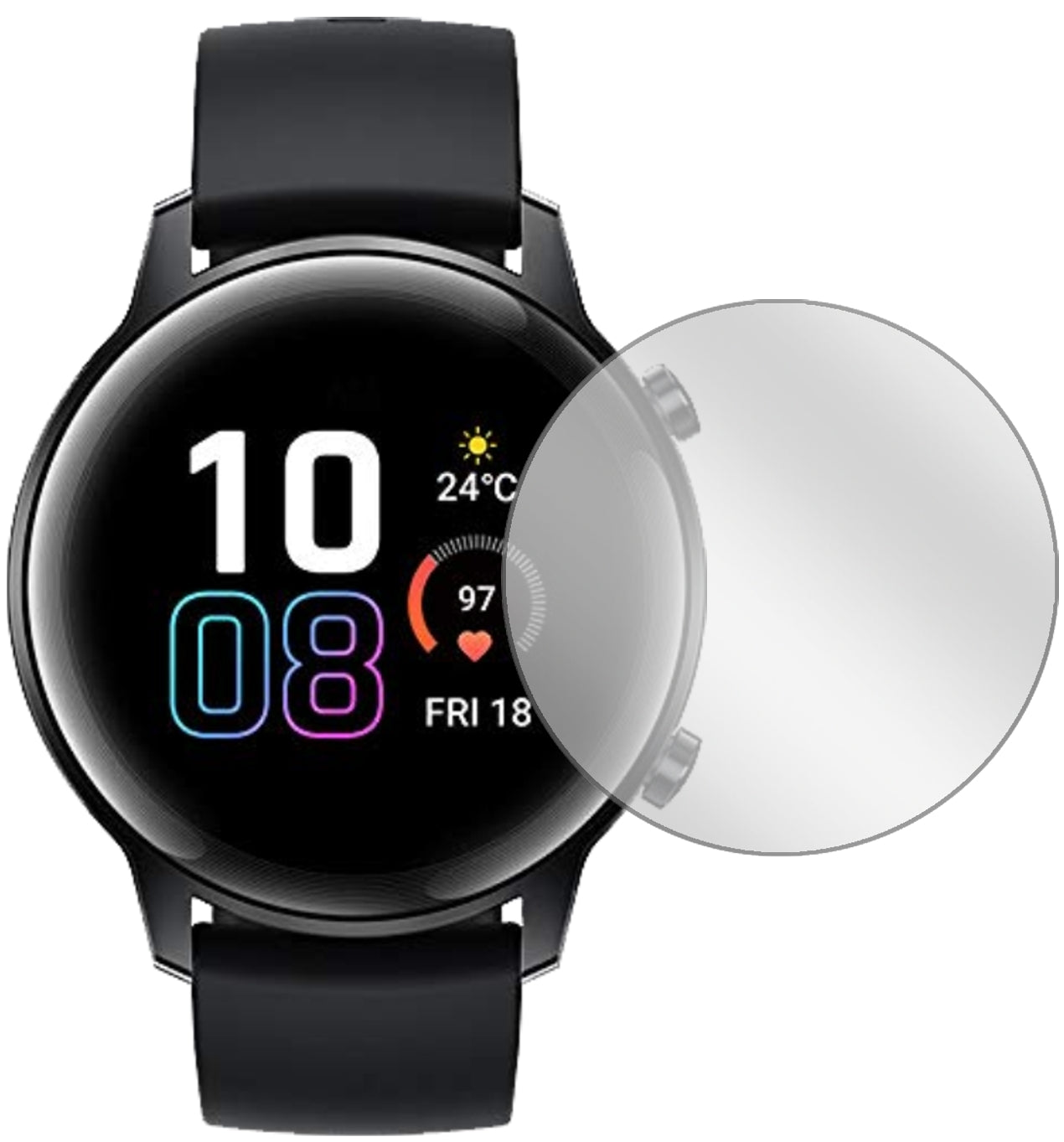 HonorMagic Watch 2 42mm mit aufgebrachter dipos Displayschutzfolie, glasklare Darstellung ohne Einschränkungen